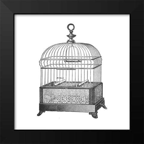 Etchings: Birdcage - Gable top, filigree base. Black Modern Wood Framed Art Print by Catalog Illustration