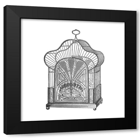 Etchings: Birdcage - Palmate top, forget-me-not detail. Black Modern Wood Framed Art Print by Catalog Illustration