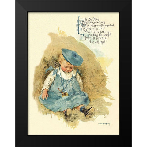 Nursery Rhymes: Little Boy Blue Black Modern Wood Framed Art Print by Humphrey, Maud