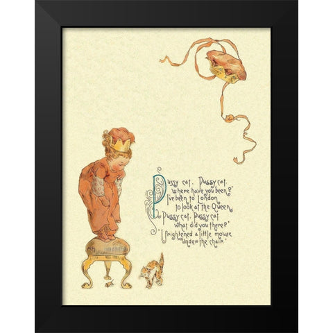 Nursery Rhymes: Pussy Cat, Pussy Cat Black Modern Wood Framed Art Print by Humphrey, Maud