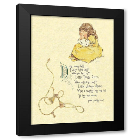 Nursery Rhymes: Ding Dong Bell, Pussy in the Well Black Modern Wood Framed Art Print by Humphrey, Maud