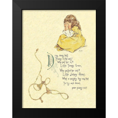 Nursery Rhymes: Ding Dong Bell, Pussy in the Well Black Modern Wood Framed Art Print by Humphrey, Maud