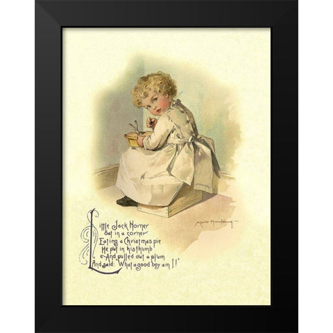 Nursery Rhymes: Little Jack Horner Black Modern Wood Framed Art Print by Humphrey, Maud