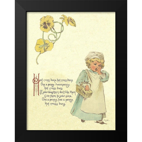 Nursery Rhymes: Hot Cross Buns Black Modern Wood Framed Art Print by Humphrey, Maud