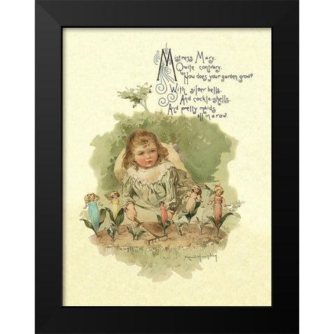 Nursery Rhymes: Mistress Mary Quite Contrary Black Modern Wood Framed Art Print by Humphrey, Maud
