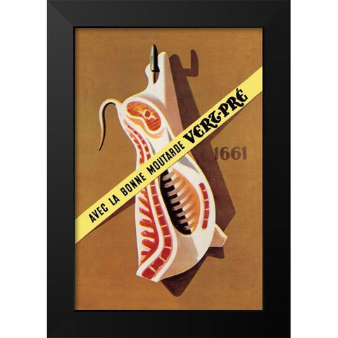 Pigs and Pork: Hooked Pork Black Modern Wood Framed Art Print by Advertisement