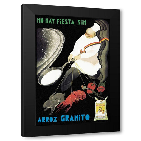 Cooks: No Hay Fiesta Sin Arroz Granito Black Modern Wood Framed Art Print by Anonymous