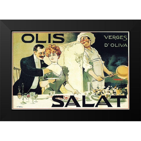 Cooks: Olis Salat - Verges dOliva Black Modern Wood Framed Art Print by Norlind, E.