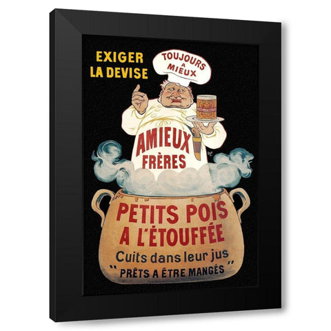 Cooks: Amieux Freres - Petits Pois a lEtouffee Black Modern Wood Framed Art Print by Oge, Eugene
