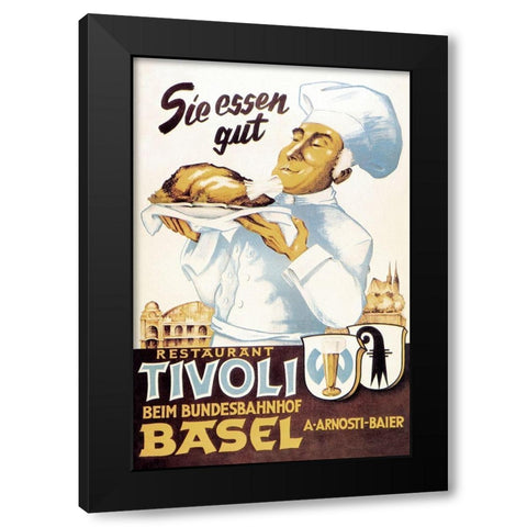Cooks: Restaurant Tivoli Basel Black Modern Wood Framed Art Print with Double Matting by Advertisement