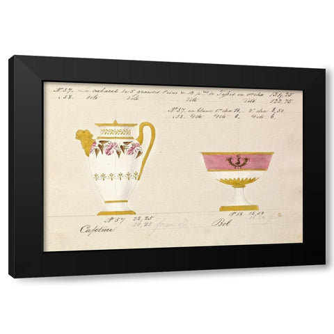Cafetiere et bol, ca. 1800-1820 Black Modern Wood Framed Art Print by Honore