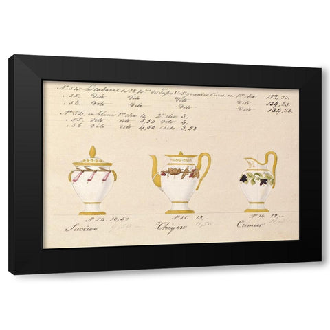 Sucrier, cheyere et cremier, ca. 1800-1820 Black Modern Wood Framed Art Print by Honore