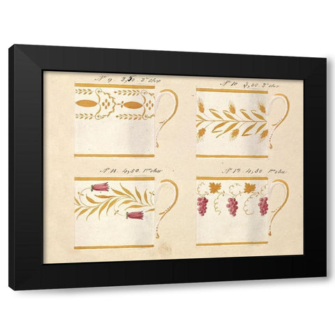 Quatre tasses, modeles: 9,10,11 et 12, ca. 1800-1820 Black Modern Wood Framed Art Print by Honore