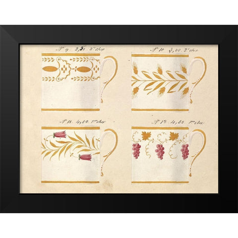 Quatre tasses, modeles: 9,10,11 et 12, ca. 1800-1820 Black Modern Wood Framed Art Print by Honore