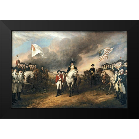 Surrender of Lord Cornwallis Black Modern Wood Framed Art Print by Trumbull, John