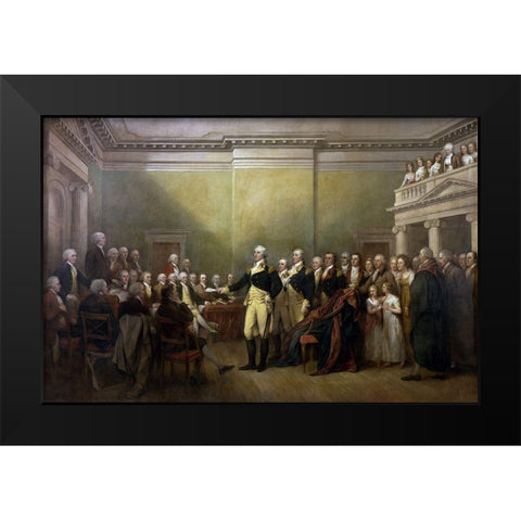 General George Washington Resigning his Commission Black Modern Wood Framed Art Print by Trumbull, John