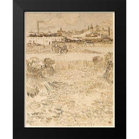 Arles:  View from the Wheatfields Black Modern Wood Framed Art Print by van Gogh, Vincent