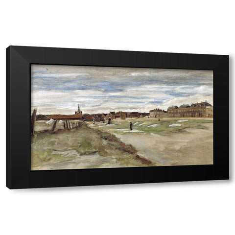 Bleachery at Scheveningen Black Modern Wood Framed Art Print with Double Matting by van Gogh, Vincent