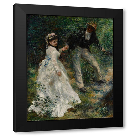 La Promenade Black Modern Wood Framed Art Print by Renoir, Pierre-Auguste