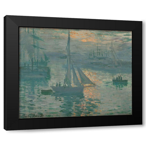 Sunrise (Marine) Black Modern Wood Framed Art Print with Double Matting by Monet, Claude