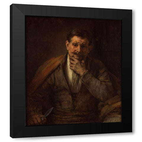 St. Bartholomew Black Modern Wood Framed Art Print with Double Matting by van Rijn, Rembrandt Harmensz