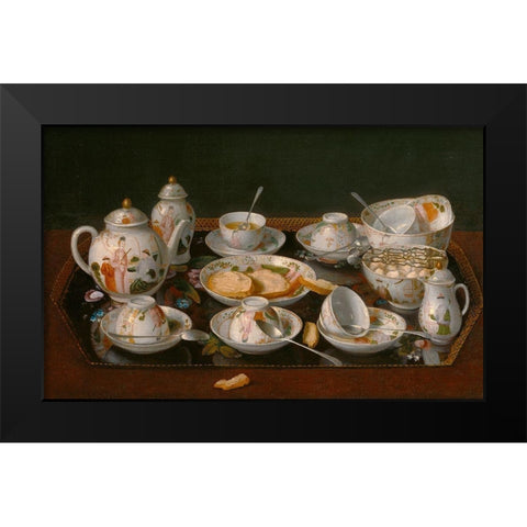 Still Life: Tea Set Black Modern Wood Framed Art Print by Liotard, Jean-Etienne