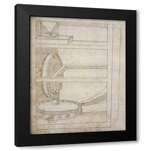 Folio 2: mill Black Modern Wood Framed Art Print by Martini, Francesco di Giorgio