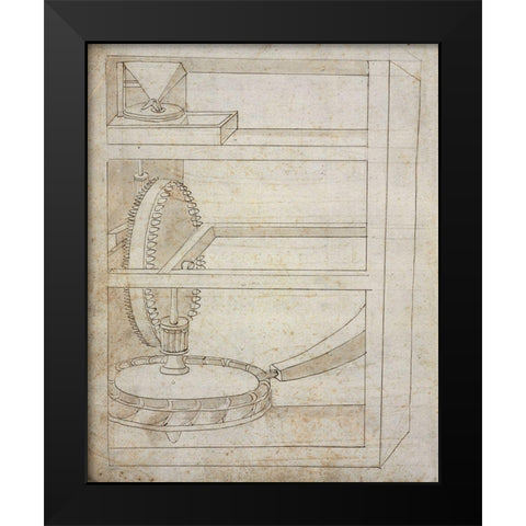 Folio 2: mill Black Modern Wood Framed Art Print by Martini, Francesco di Giorgio