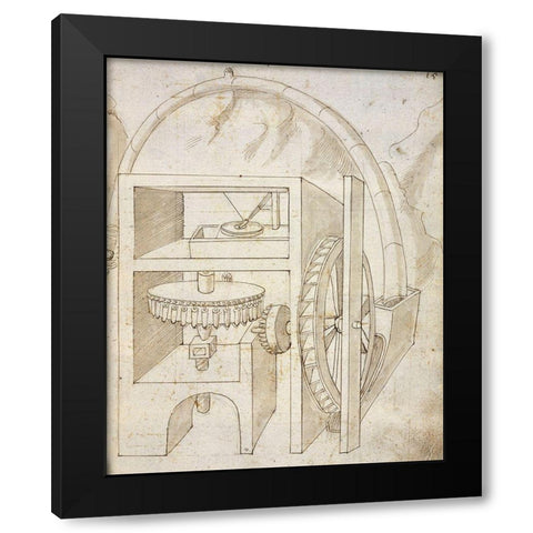Folio 15: mill Black Modern Wood Framed Art Print with Double Matting by Martini, Francesco di Giorgio