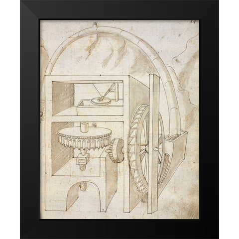 Folio 15: mill Black Modern Wood Framed Art Print by Martini, Francesco di Giorgio
