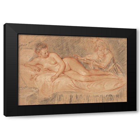 The Remedy Black Modern Wood Framed Art Print by Watteau, Jean-Antoine