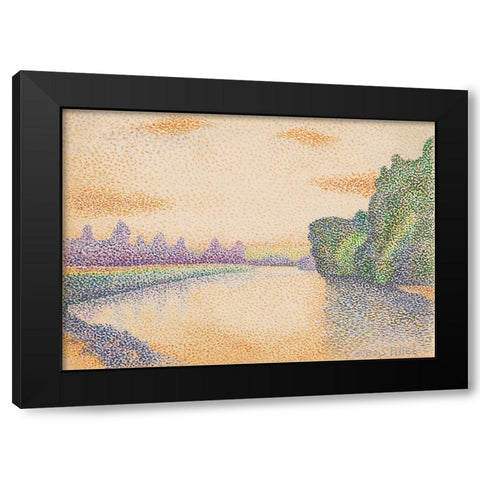 The Banks of the Marne at Dawn Black Modern Wood Framed Art Print with Double Matting by Albert, Dubois-Pillet,