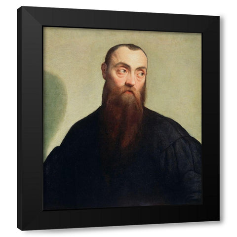 Portrait of a Bearded Man Black Modern Wood Framed Art Print with Double Matting by Bassano, Jacopo