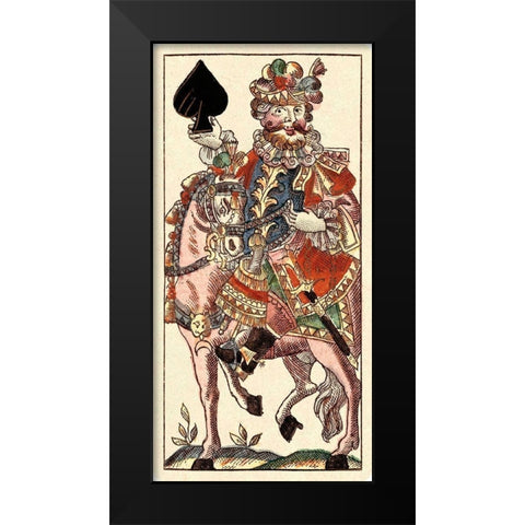 Knight of Spades (Bauern Hochzeit Deck) Black Modern Wood Framed Art Print by Gobl, Andreas Benedictus