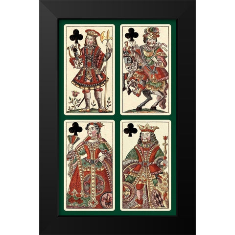 Clubs (Bauern Hochzeit Deck) Black Modern Wood Framed Art Print by Gobl, Andreas Benedictus