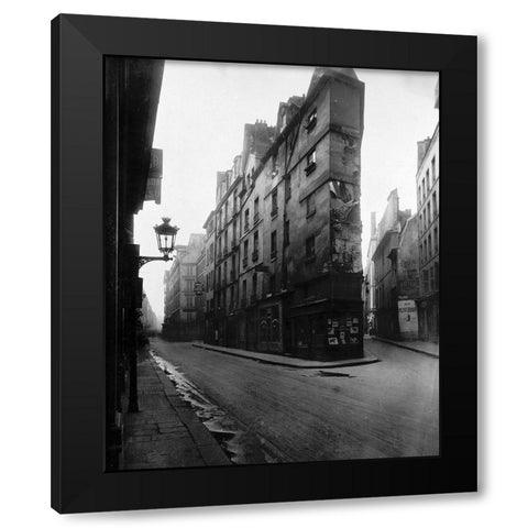 Paris, 1908 - Vieille Cour, 22 rue Quincampoix - Old Courtyard, 22 rue Quincampoix Black Modern Wood Framed Art Print with Double Matting by Atget, Eugene
