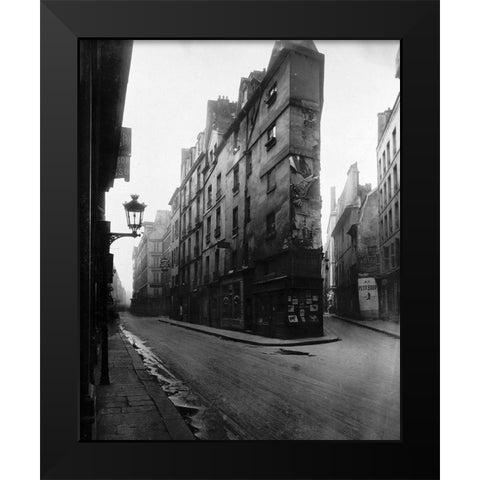 Paris, 1908 - Vieille Cour, 22 rue Quincampoix - Old Courtyard, 22 rue Quincampoix Black Modern Wood Framed Art Print by Atget, Eugene
