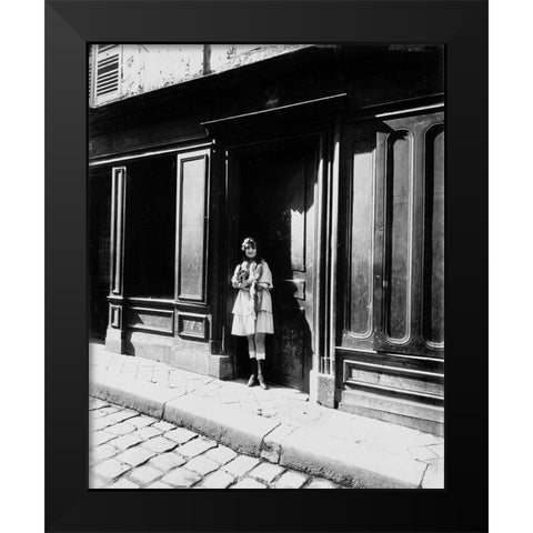 France, 1921 -  Brothel, Versailles, Petit Place Black Modern Wood Framed Art Print by Atget, Eugene