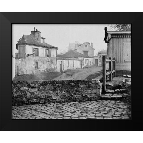Paris, 1865 - The Impasse de lEssai at the Horse Market Black Modern Wood Framed Art Print by Marville, Charles