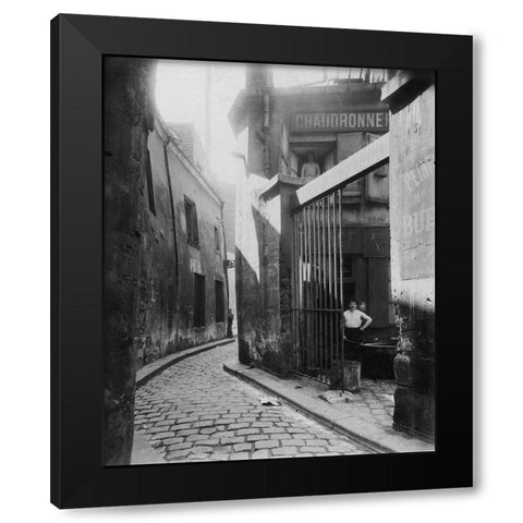 Paris, 1911 - Metalworkers Shop, passage de la Reunion Black Modern Wood Framed Art Print with Double Matting by Atget, Eugene