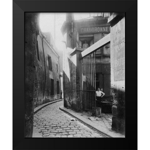 Paris, 1911 - Metalworkers Shop, passage de la Reunion Black Modern Wood Framed Art Print by Atget, Eugene