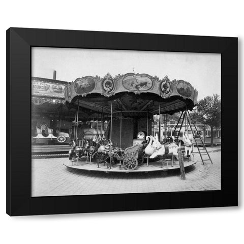Paris, 1923 - Fete du Trone, Street Fair Black Modern Wood Framed Art Print by Atget, Eugene