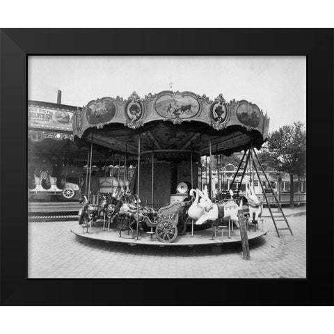 Paris, 1923 - Fete du Trone, Street Fair Black Modern Wood Framed Art Print by Atget, Eugene
