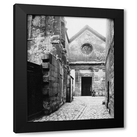 Paris, 1898 - The Facade of Saint Julien le Pauvre Black Modern Wood Framed Art Print by Atget, Eugene