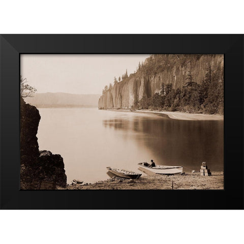 Cape Horn, Columbia River, Oregon, 1867 Black Modern Wood Framed Art Print by Watkins, Carleton