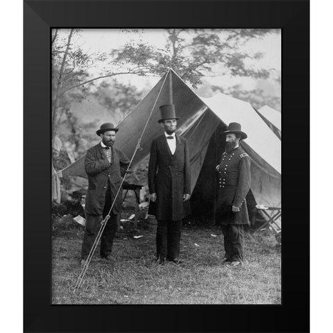 President Lincoln on the Battlefield of Antietam, Maryland, October 2, 1862 Black Modern Wood Framed Art Print by Gardner, Alexander