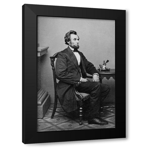 President Abraham Lincoln, Washington D.C., 1865 Black Modern Wood Framed Art Print by Brady, Mathew B.