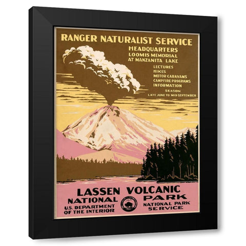 Lassen Volcanic National Park, ca. 1938 Black Modern Wood Framed Art Print by Ranger Naturalist Service