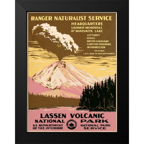 Lassen Volcanic National Park, ca. 1938 Black Modern Wood Framed Art Print by Ranger Naturalist Service