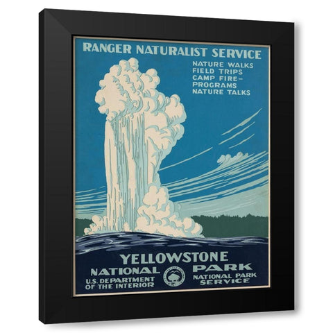 Yellowstone National Park, ca. 1938 Black Modern Wood Framed Art Print by Ranger Naturalist Service